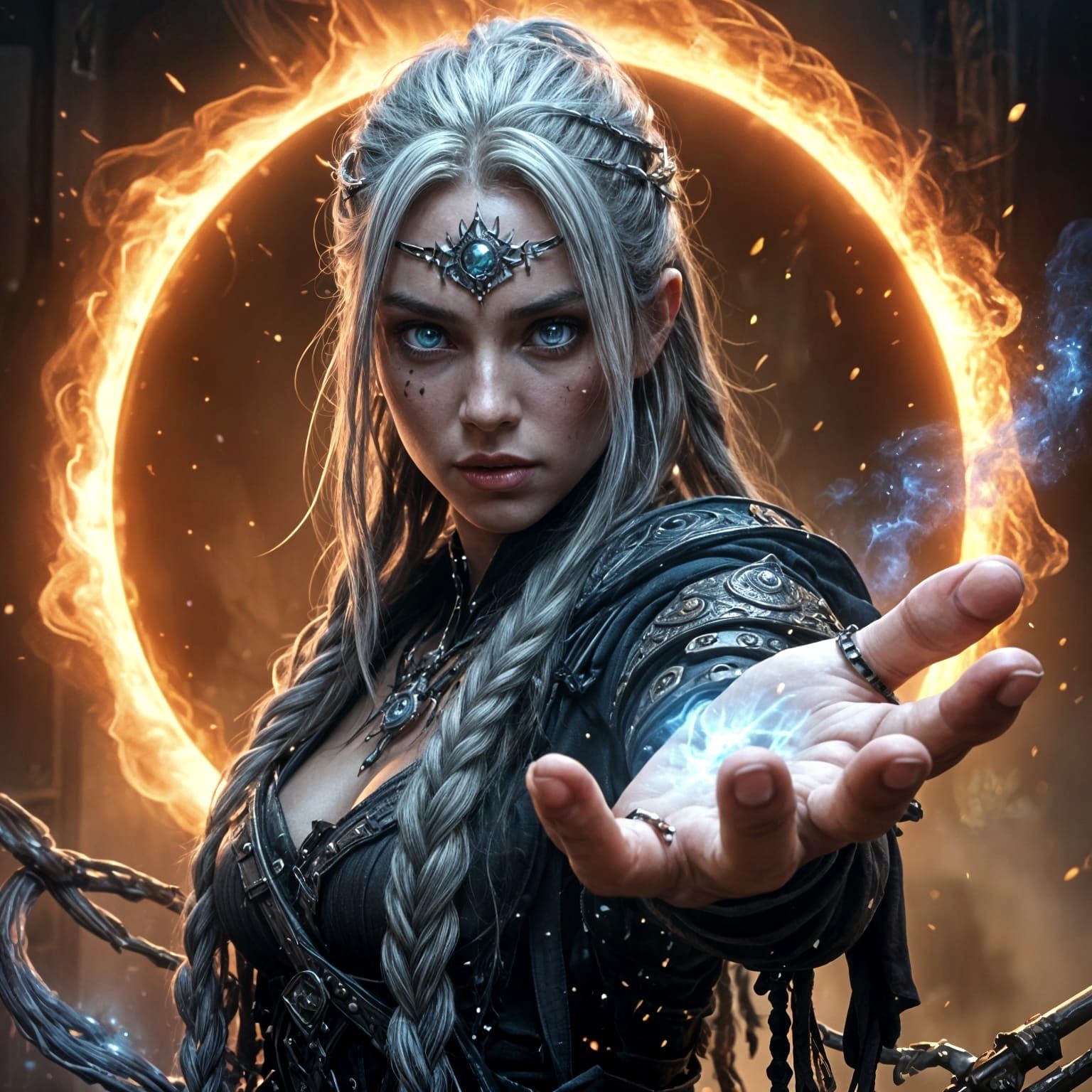 Majestic Warrior Princess in Dark Fantasy Realism