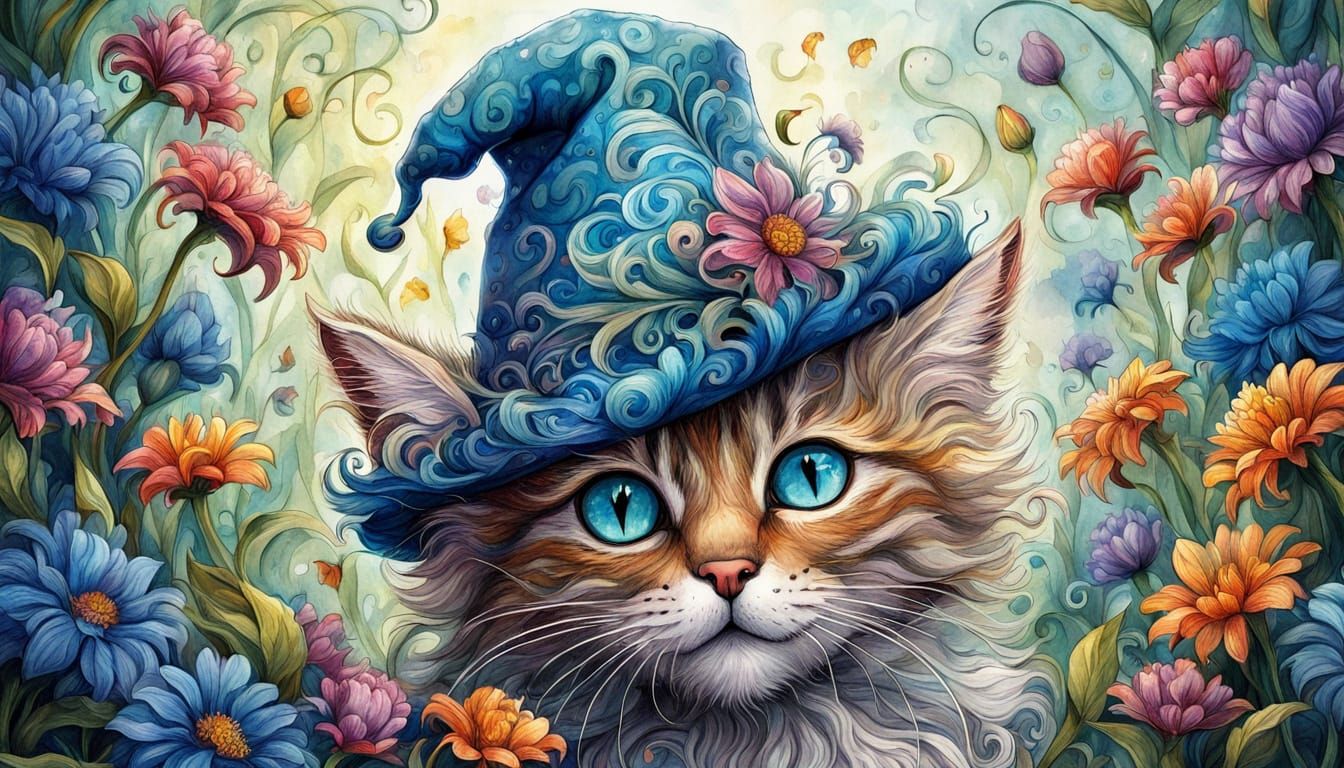 Whimsical Kitten in Magical Garden