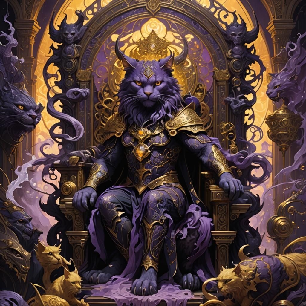 Demon Cat King in Dark Fantasy Style