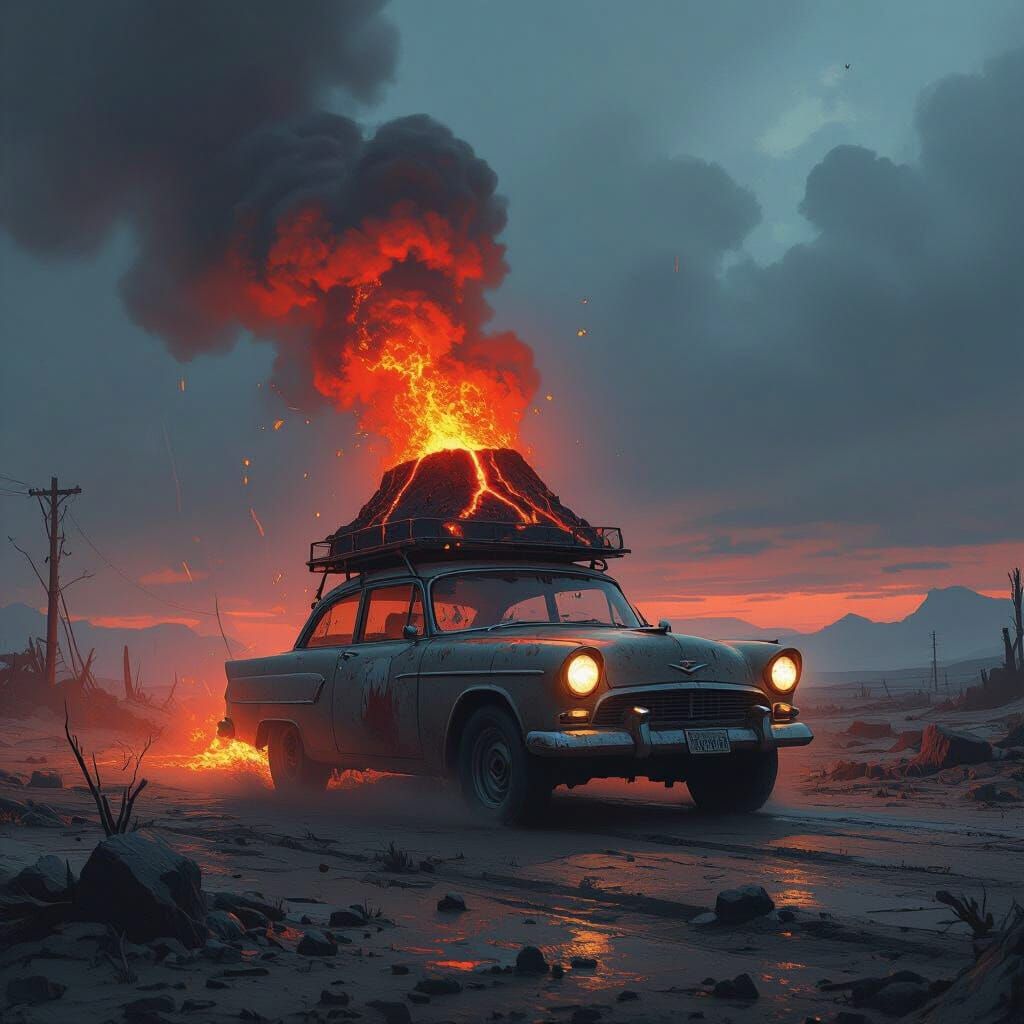 Volcano Car in Post-Apocalyptic Wasteland