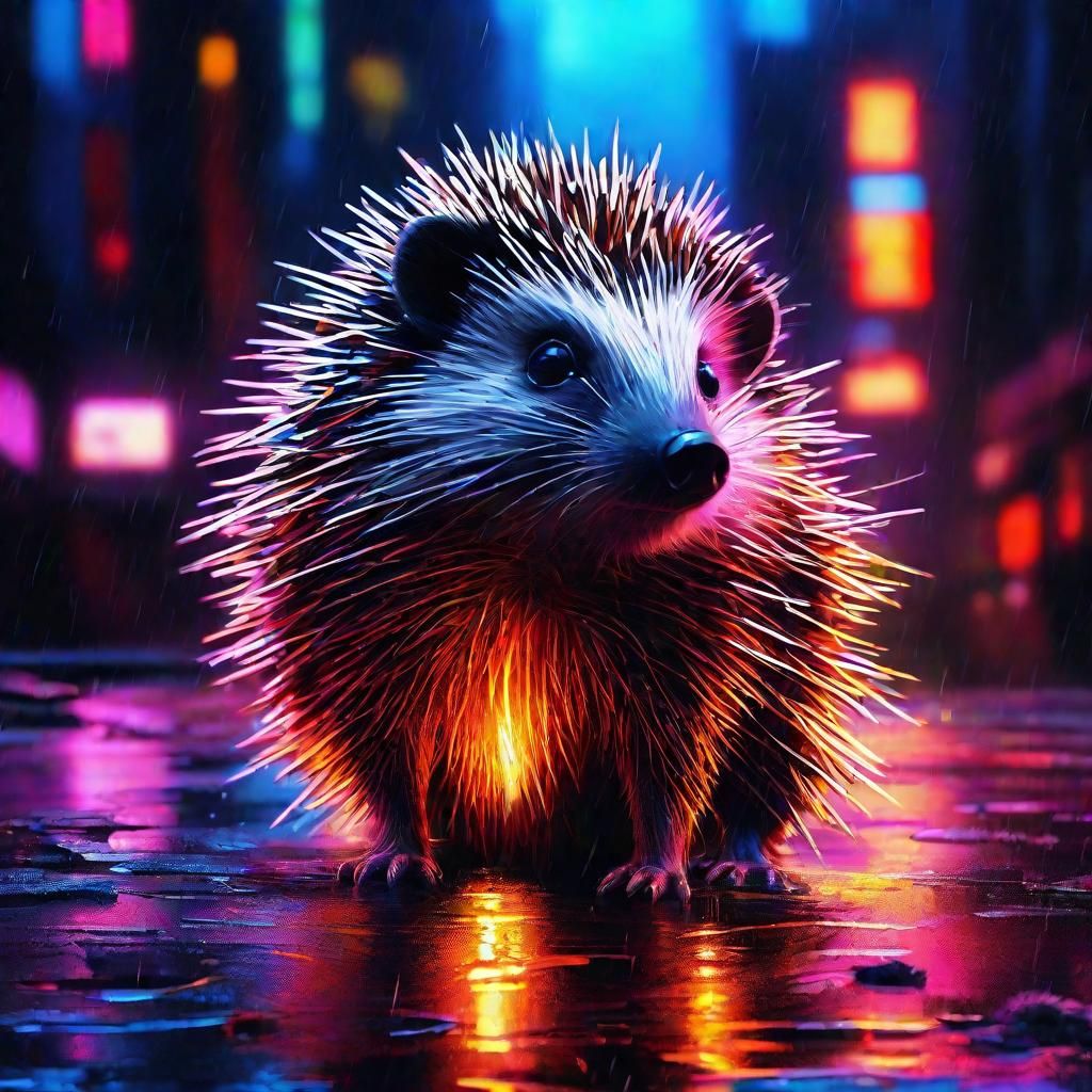 Cyberpunk Fire Elemental in Neon Cityscape