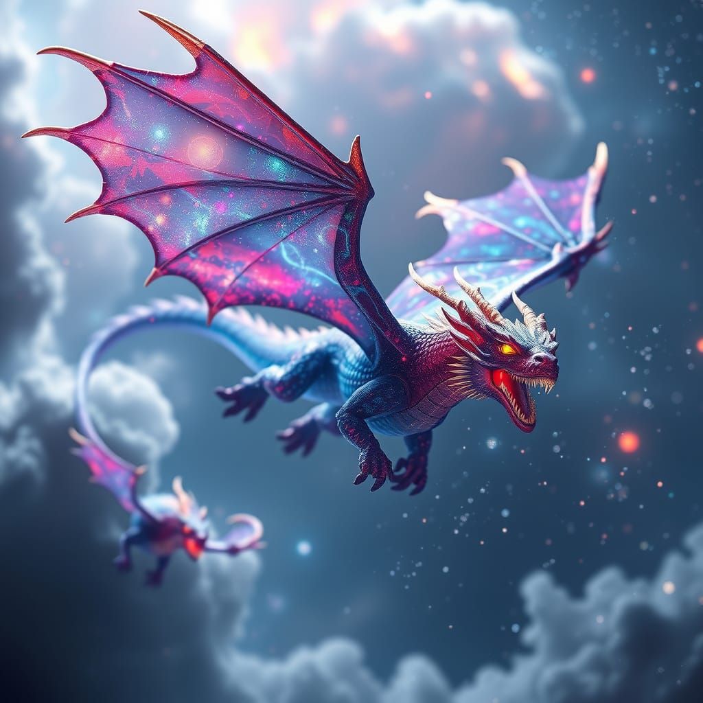 Majestic Galaxy Dragon Soars Through Cosmic Sky