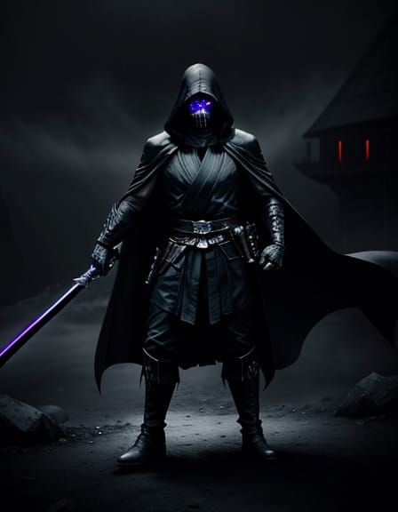 Dark Fantasy Ninja Warrior in Shadow