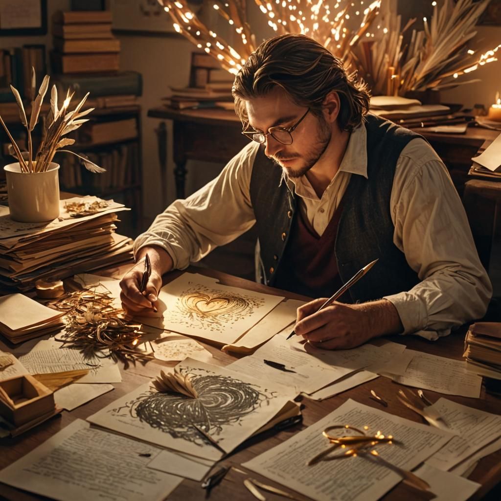 Heart-Headed Writer: Surreal Concept Art