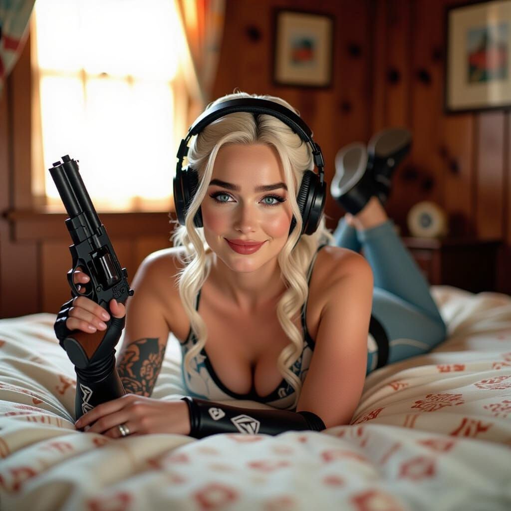 Daenerys Targaryen Poses in a Retro Bedroom