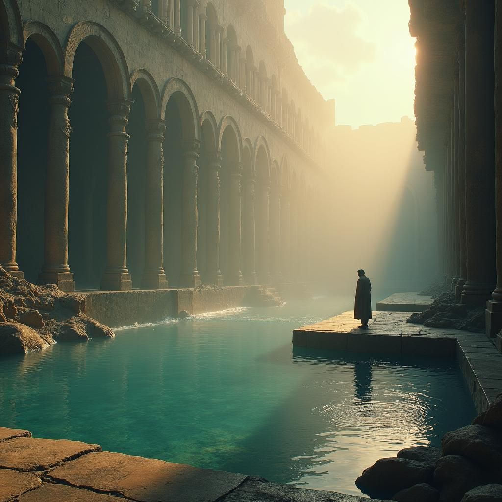 Daniel Beside Empty Pool, in Ethereal Style