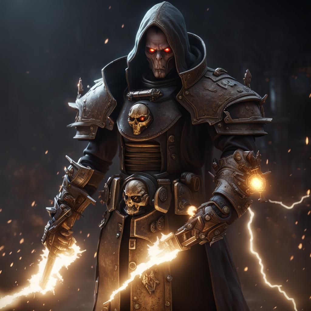 Gothic Psyker in Lightning Storm: 3D Game Cinematic