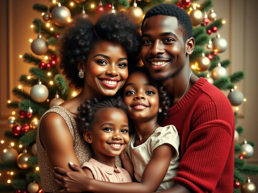 1950s Black American Family Christmas Portrait