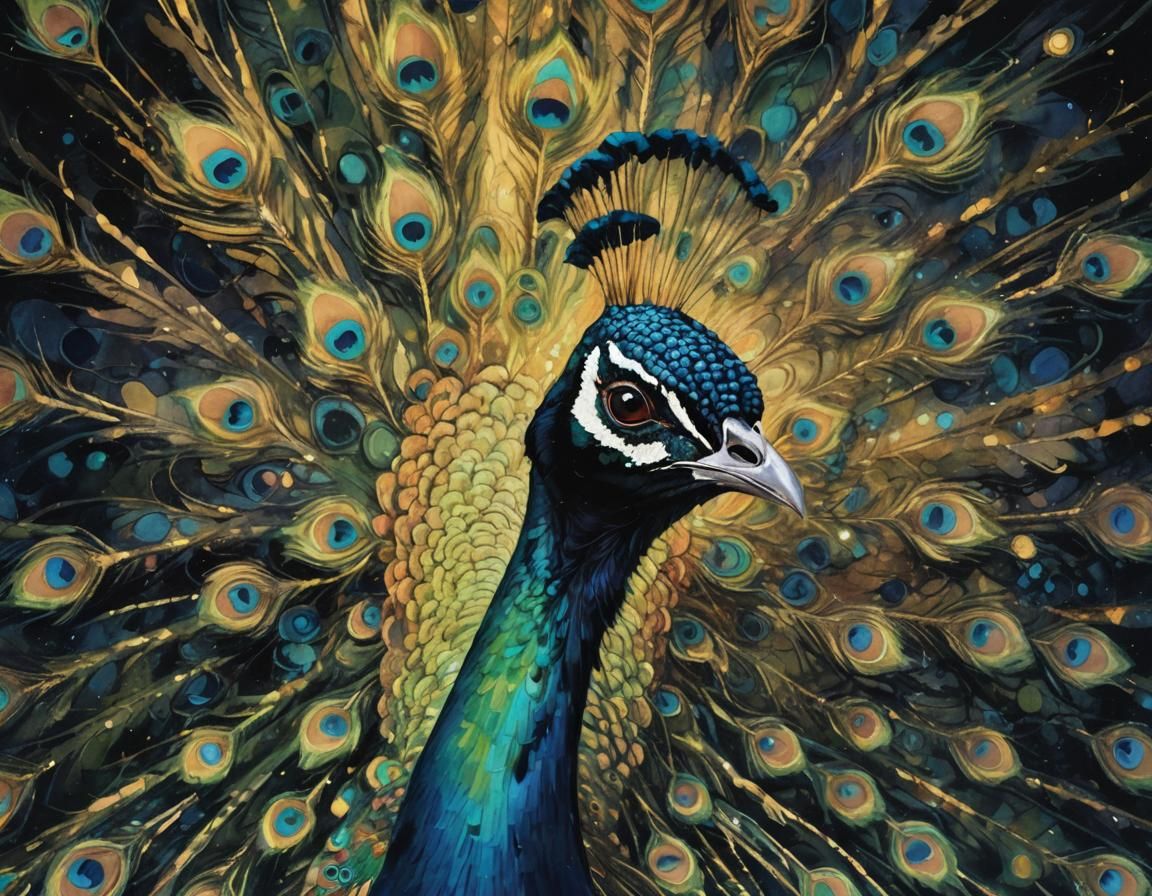 Surreal Renaissance Peacock Masterpiece in High Resolution