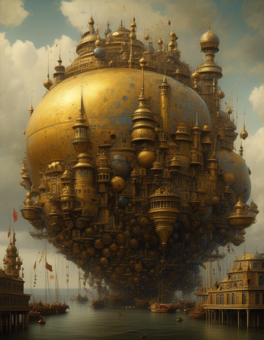 Abstract Gold Blending Cycles: Hyperrealistic Matte Painting