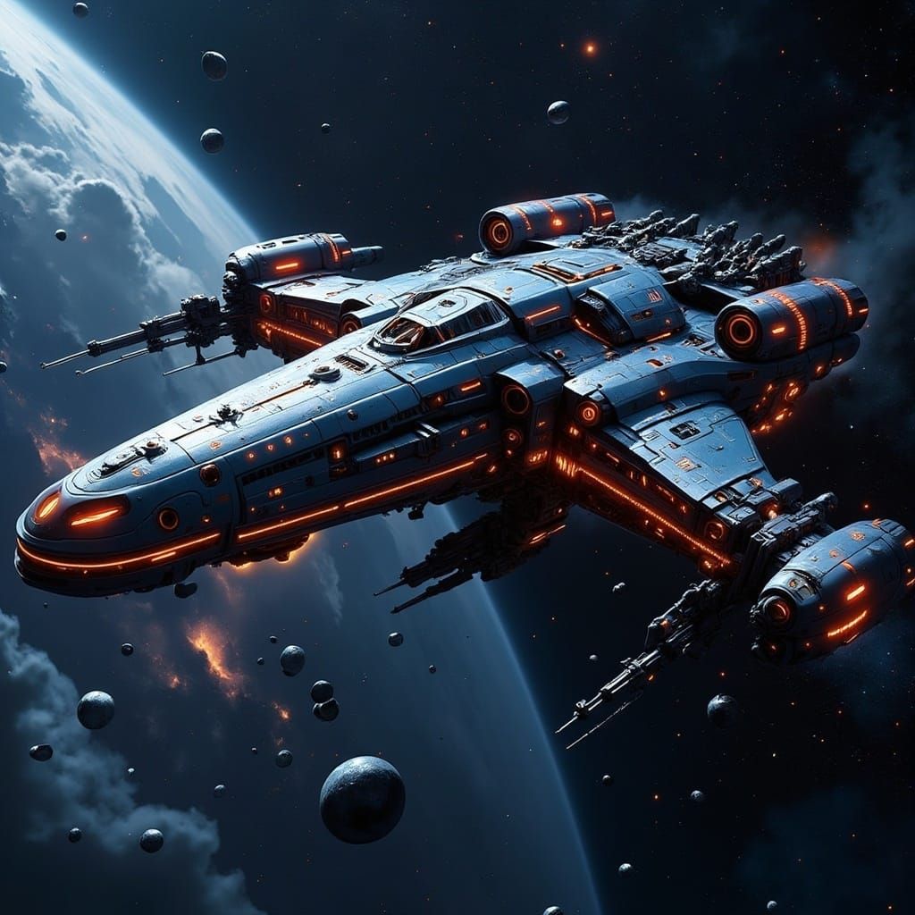 Cyberpunk-Style Spacecraft Design in Photorealistic 3D