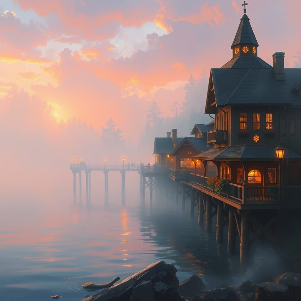 Wharf in Enchanted Morning Mist
