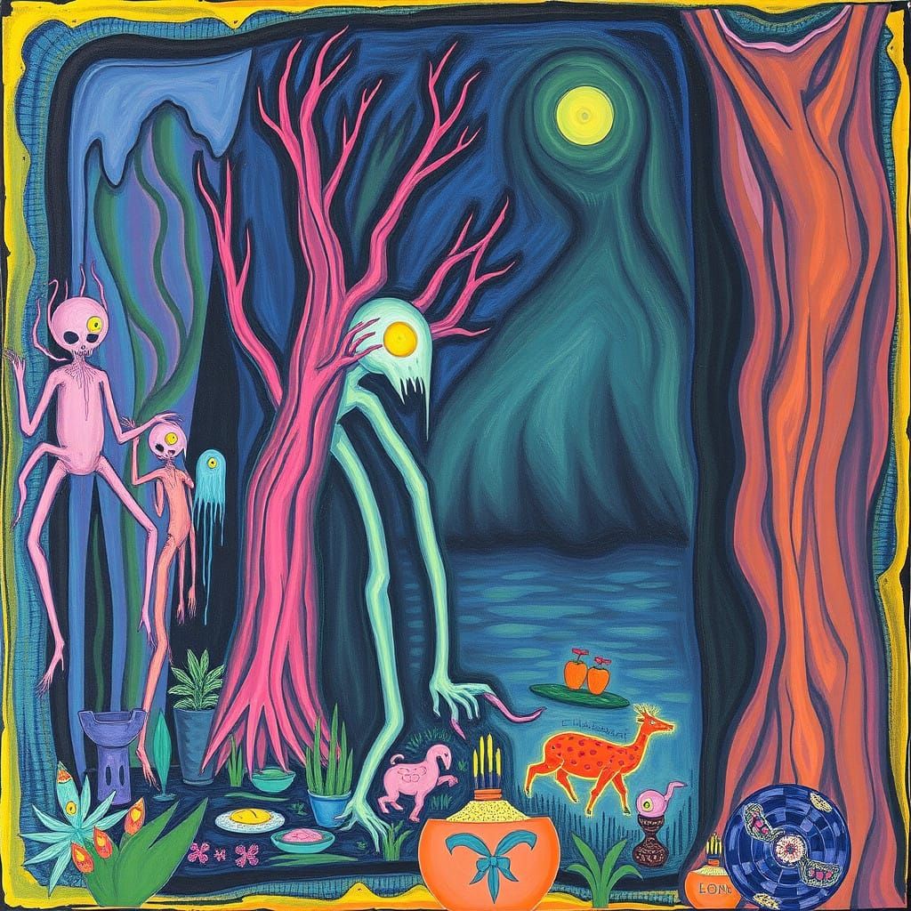 Vibrant Fauvist Painting Depicts Creepy Mythical Landscape