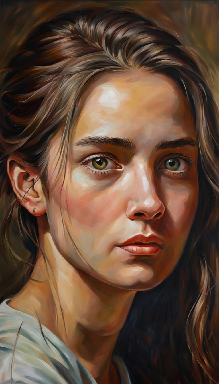 Ultra-Realistic Oil Painting of Elegant Woman