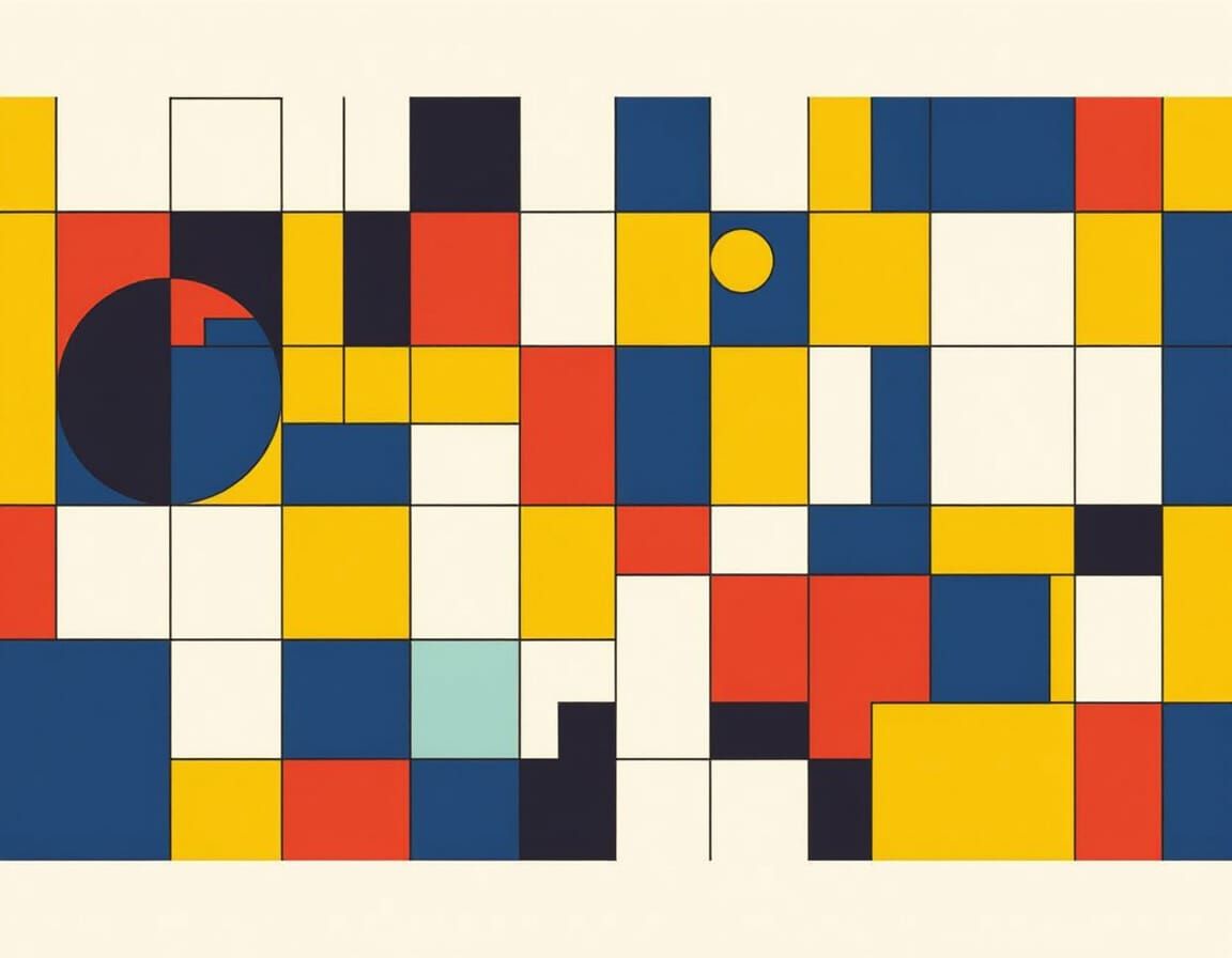 Futuristic Geometric Tessellation in Mondrian Style