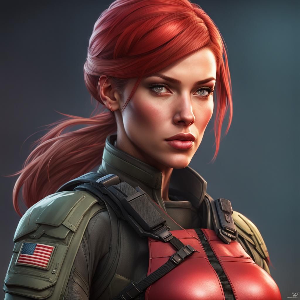 Scarlett GI Joe Portrait in Hyperdetailed Digital Art