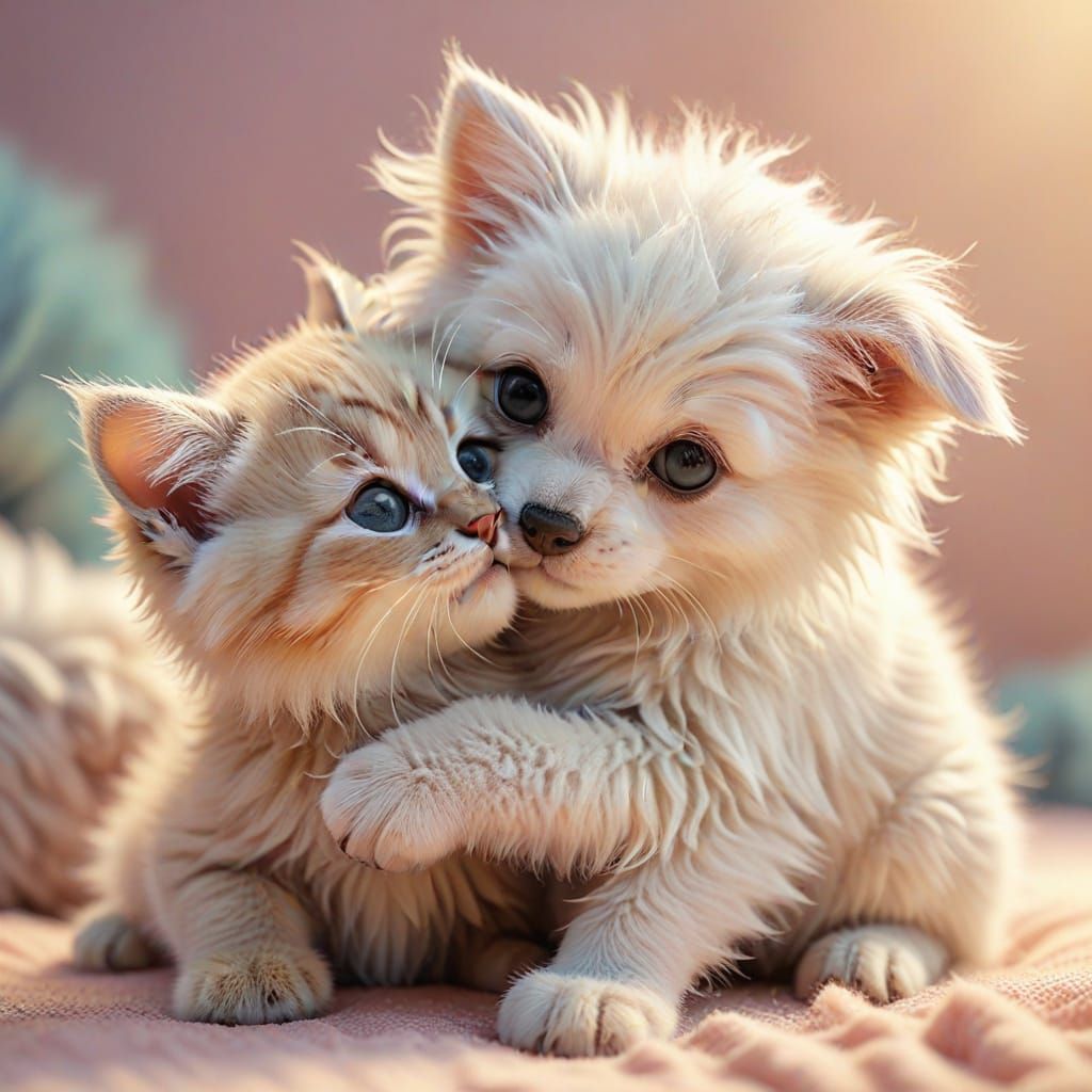 Whimsical Digital Art of Furry Friends