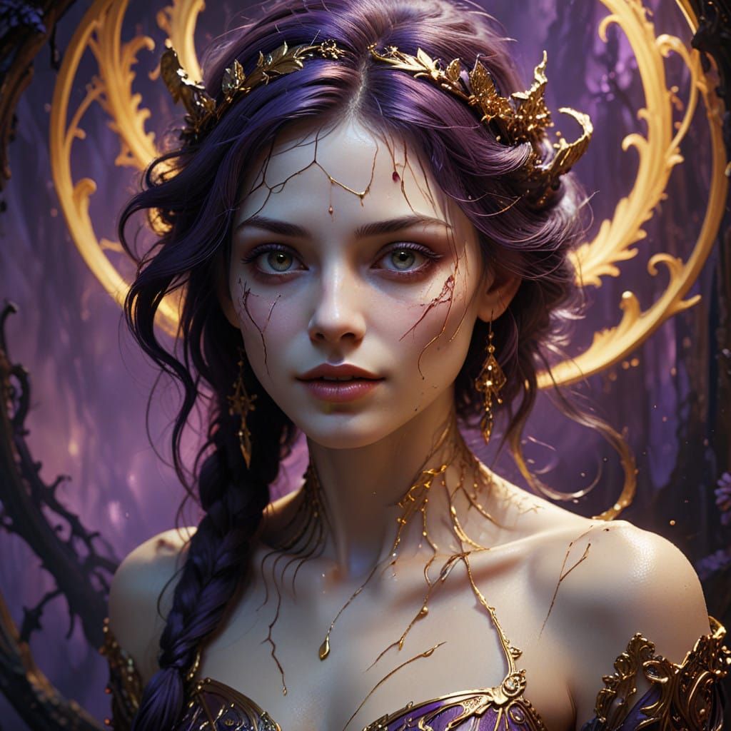 Bifacial Enigma in Hyper-Realistic Art Nouveau Style