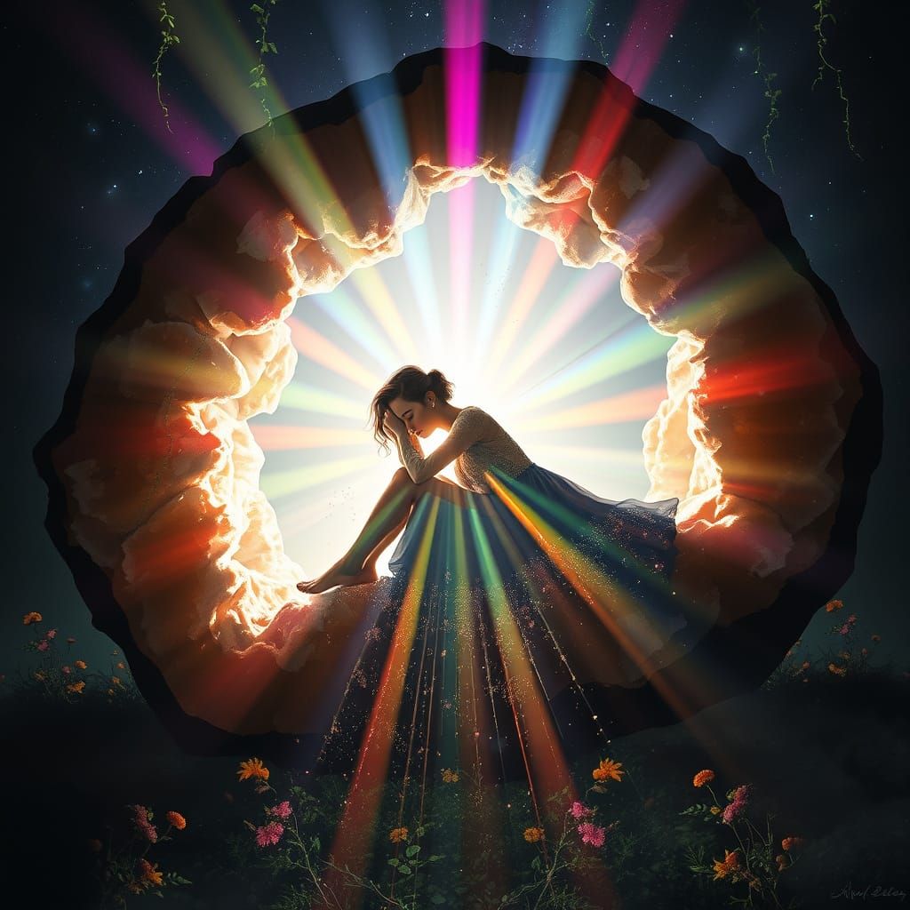 Ethereal Silhouette Formed by Sunlight Rays