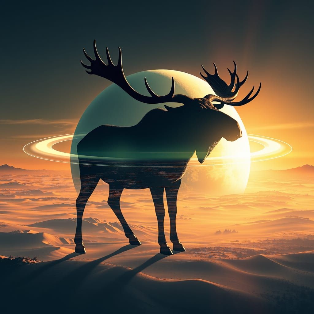 Xenomorph Moose on Jupiter with Inflatable Rings