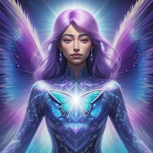 Cosmic Butterfly in Iridescent Splendor