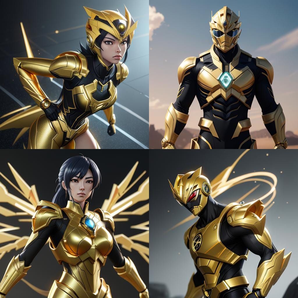 Gold Power Ranger in Detailed 3D Anime Art