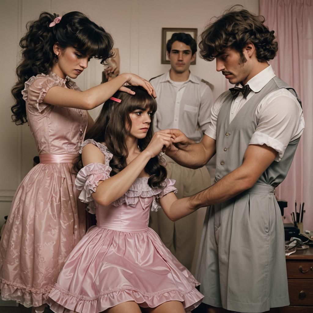 Masculine Man Crossdressing in Frilly Dress