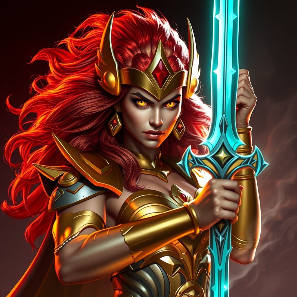 Furious She-Ra Ready for Battle, Art Nouveau Style