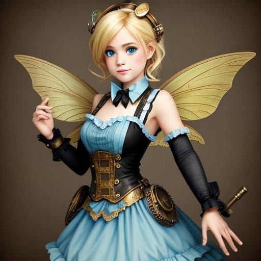 Blonde Steampunk Fairy in Fantasy Art Style