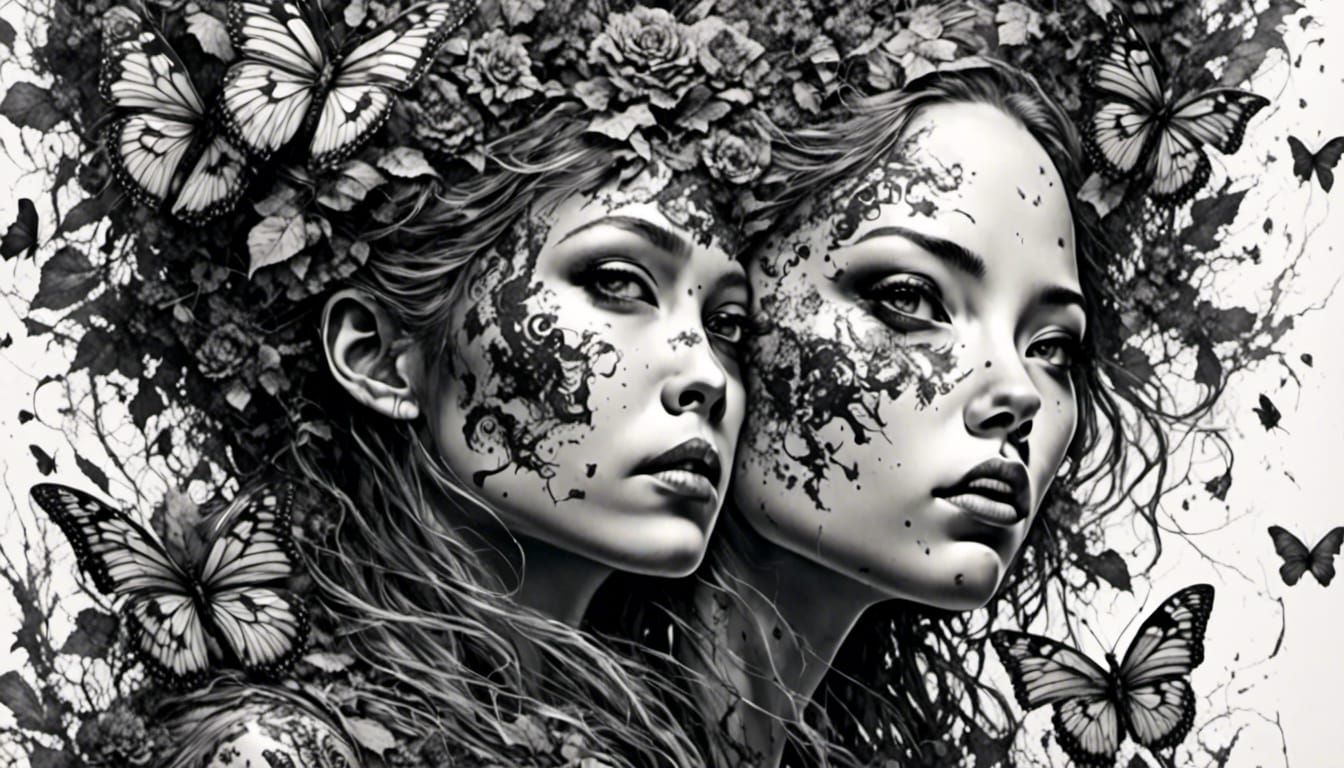 Undead Tattooed Woman: Detailed Coloring Book Art