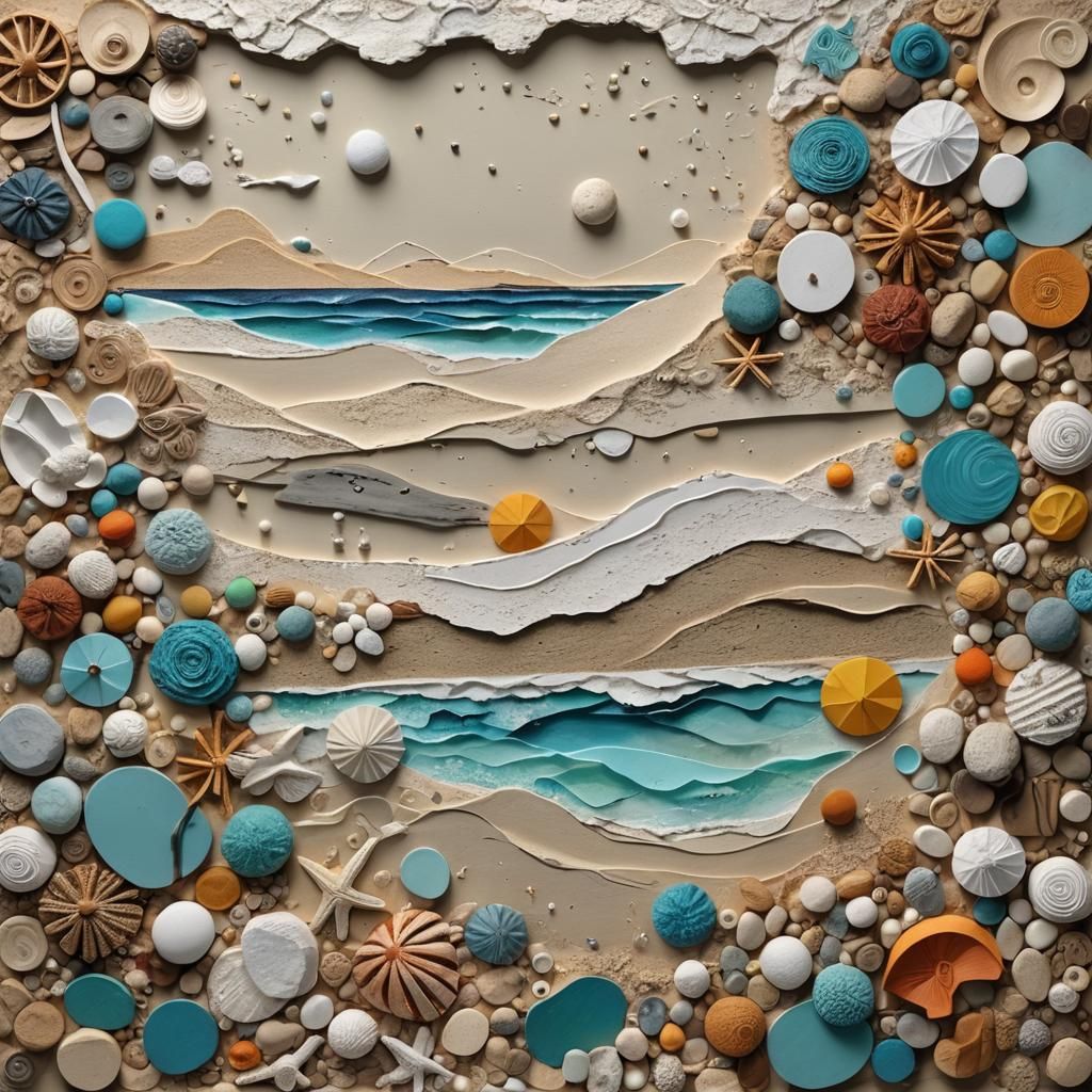 Summer Beach Collage with Layered Textures