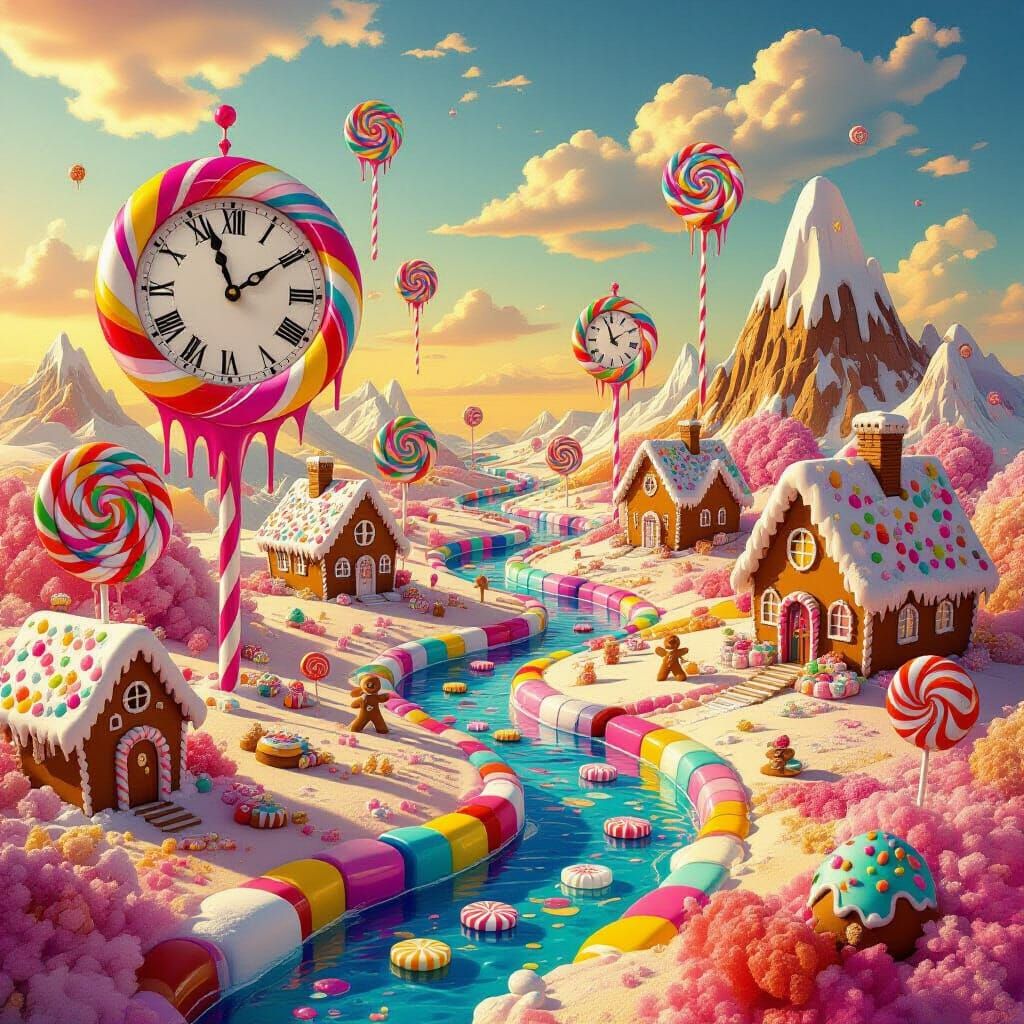 Surreal Candyland Landscape in Salvador Dali Style