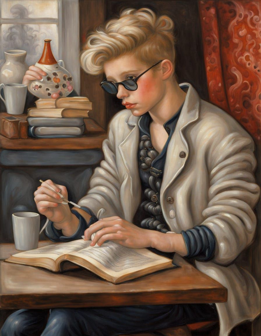 Modern Gentleman Lost in Café Reading