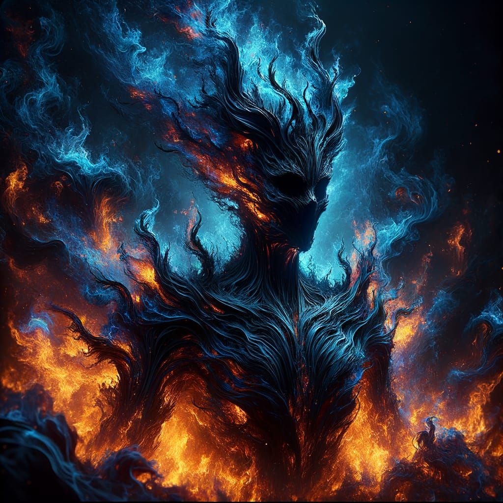 Ethereal Entity Arising from Blazing Inferno