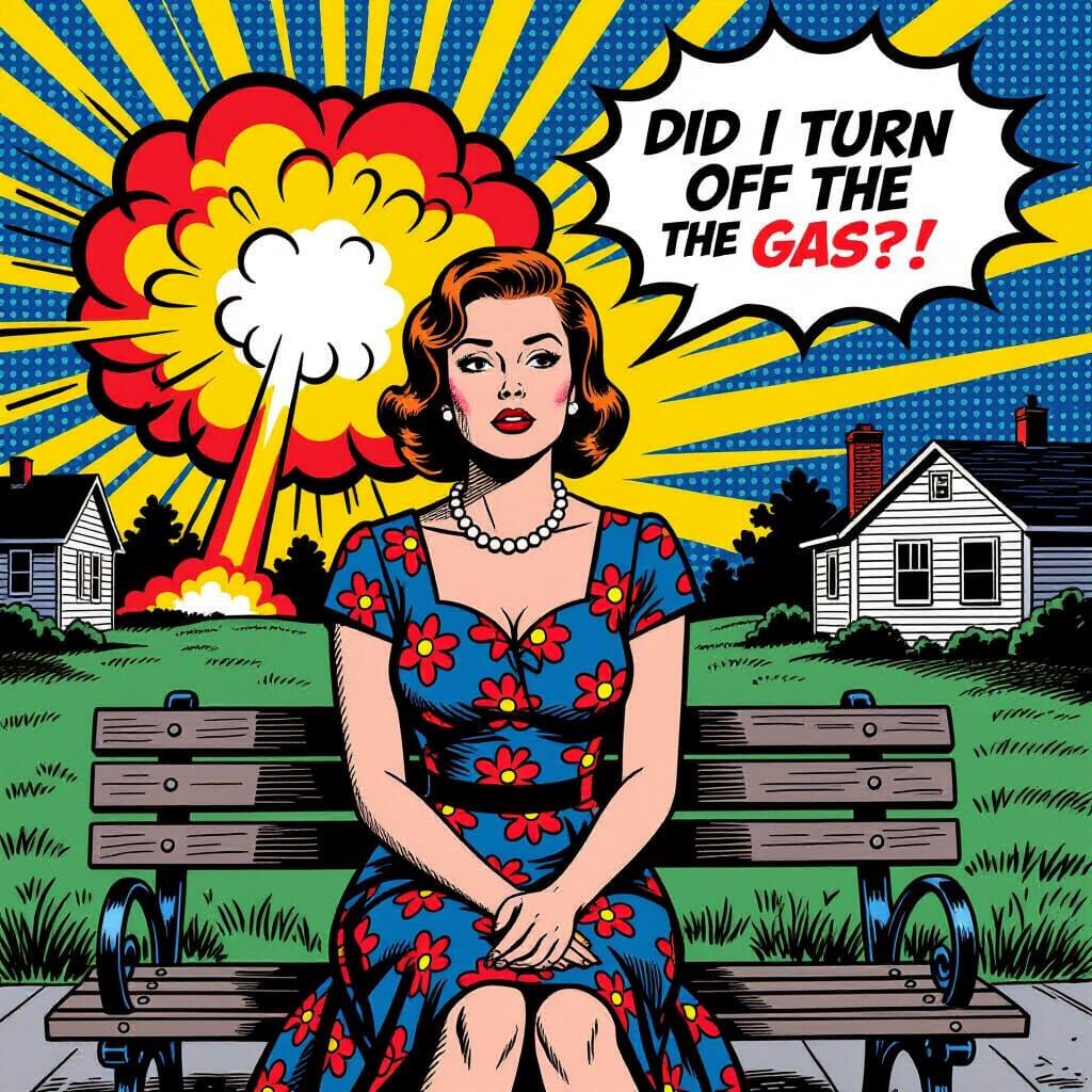Atomic Bomb Explosion in Pop Art Style