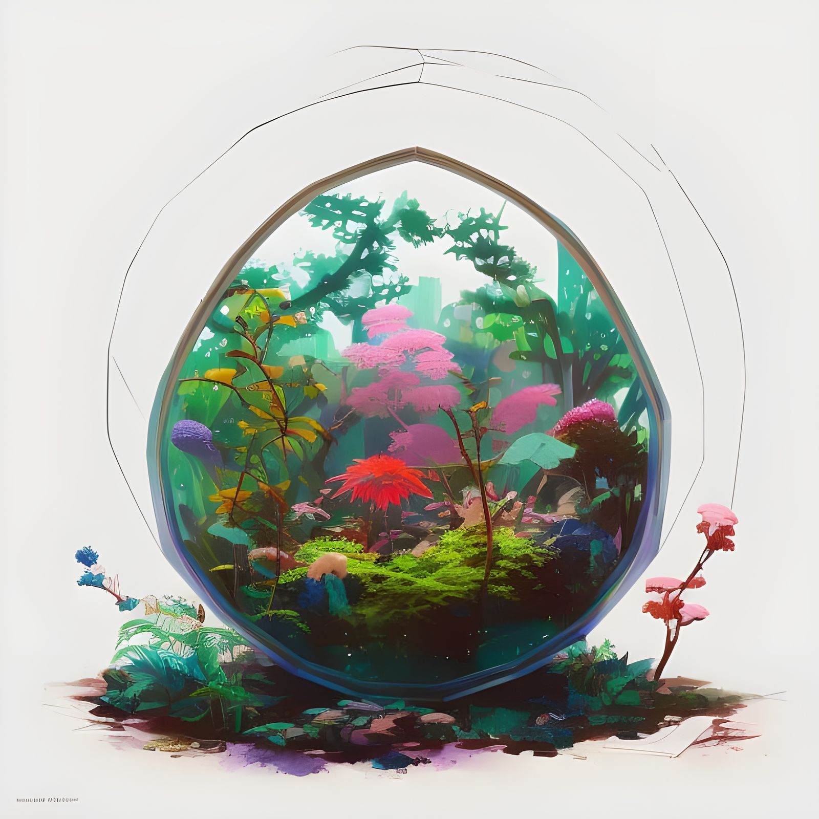 Eyeball Plants in Terrarium: Japanese Art Style