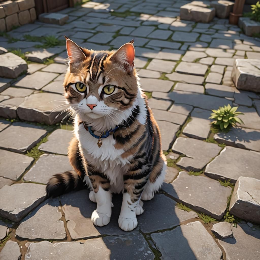 Unique Anime Cat Image in 3D Style