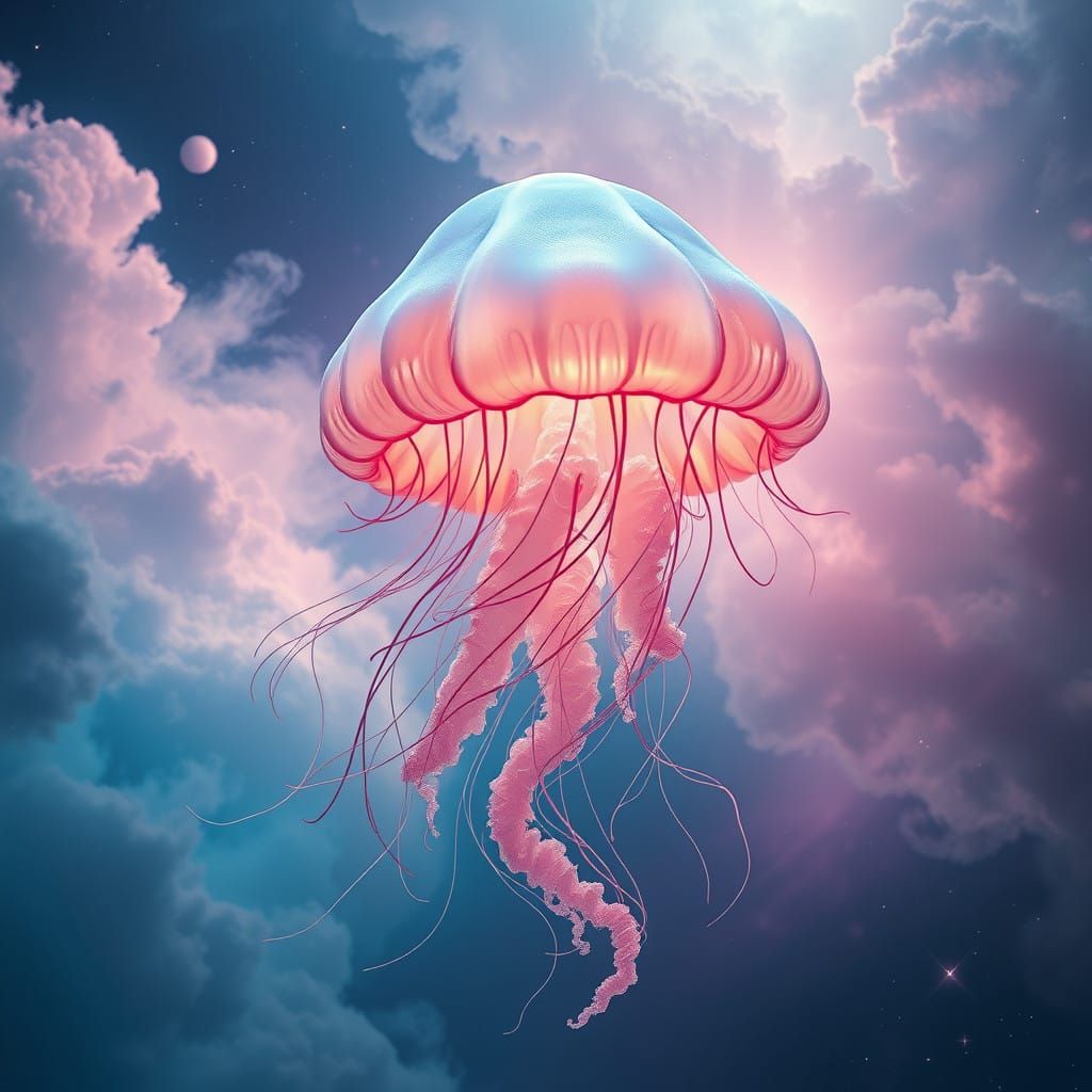 Majestic Jellyfish King in Nebula Dreamscape