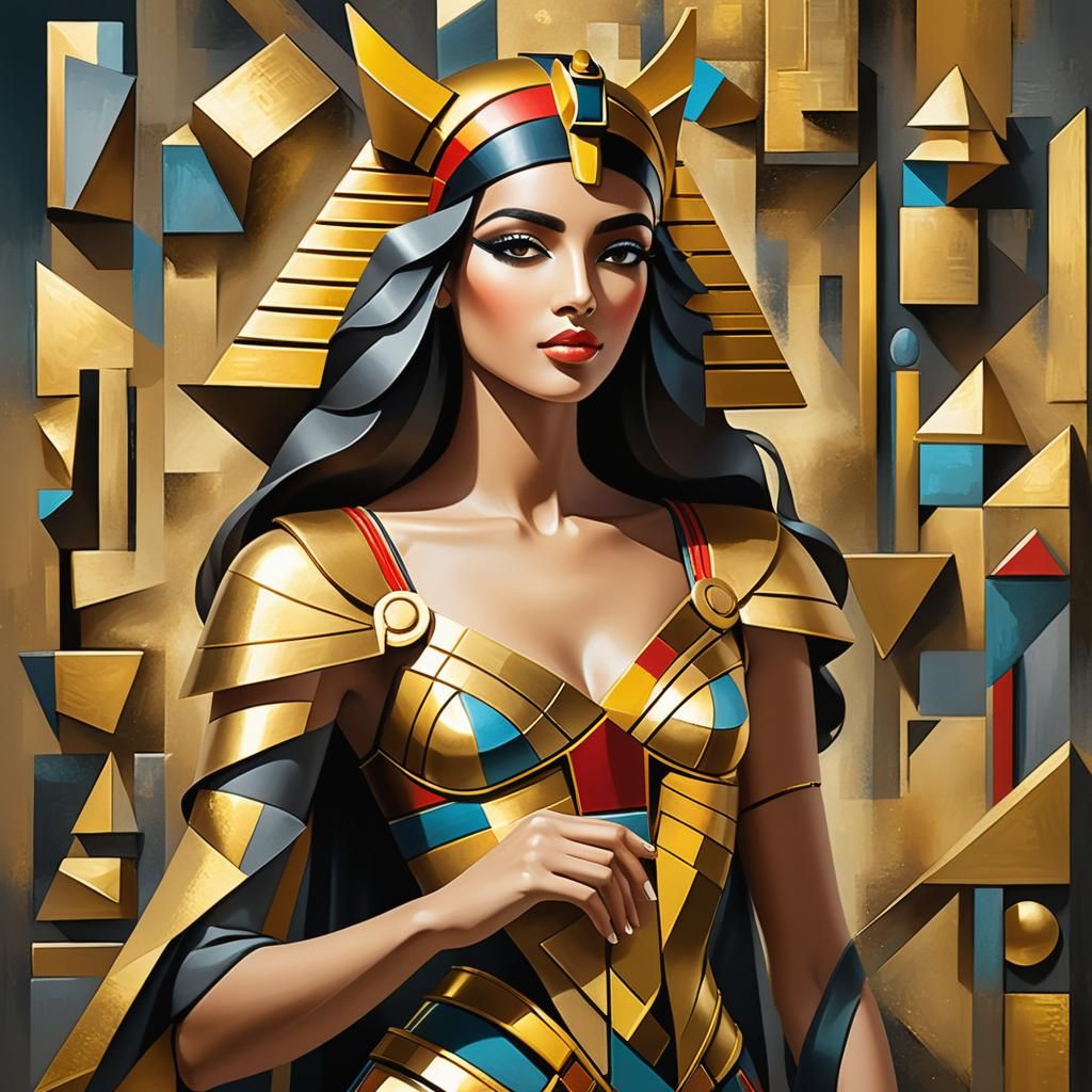 Metallic Digital Cubism with Egyptian Gold Dust
