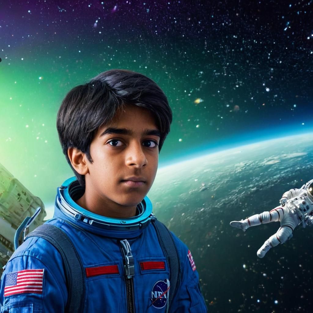 Astronaut Spacewalk Matte Painting in Deep Space