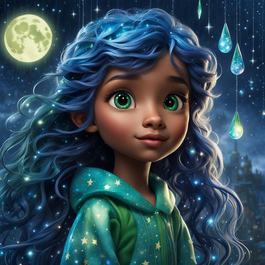 Rain Sprite Luna: A Celestial Portrait of Whimsy