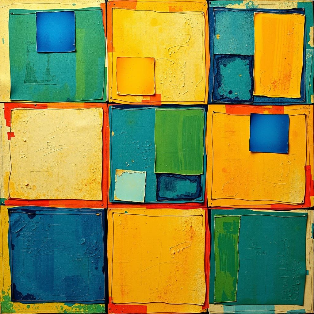 Vibrant Playful Squares in Folk Art Style