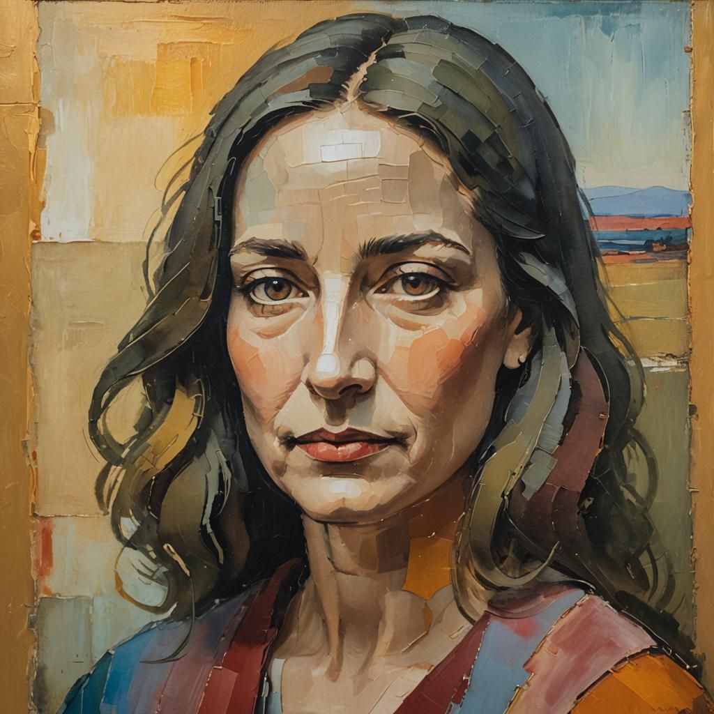 Mona Lisa Portrait as Rothko-Inspired Impasto Painting