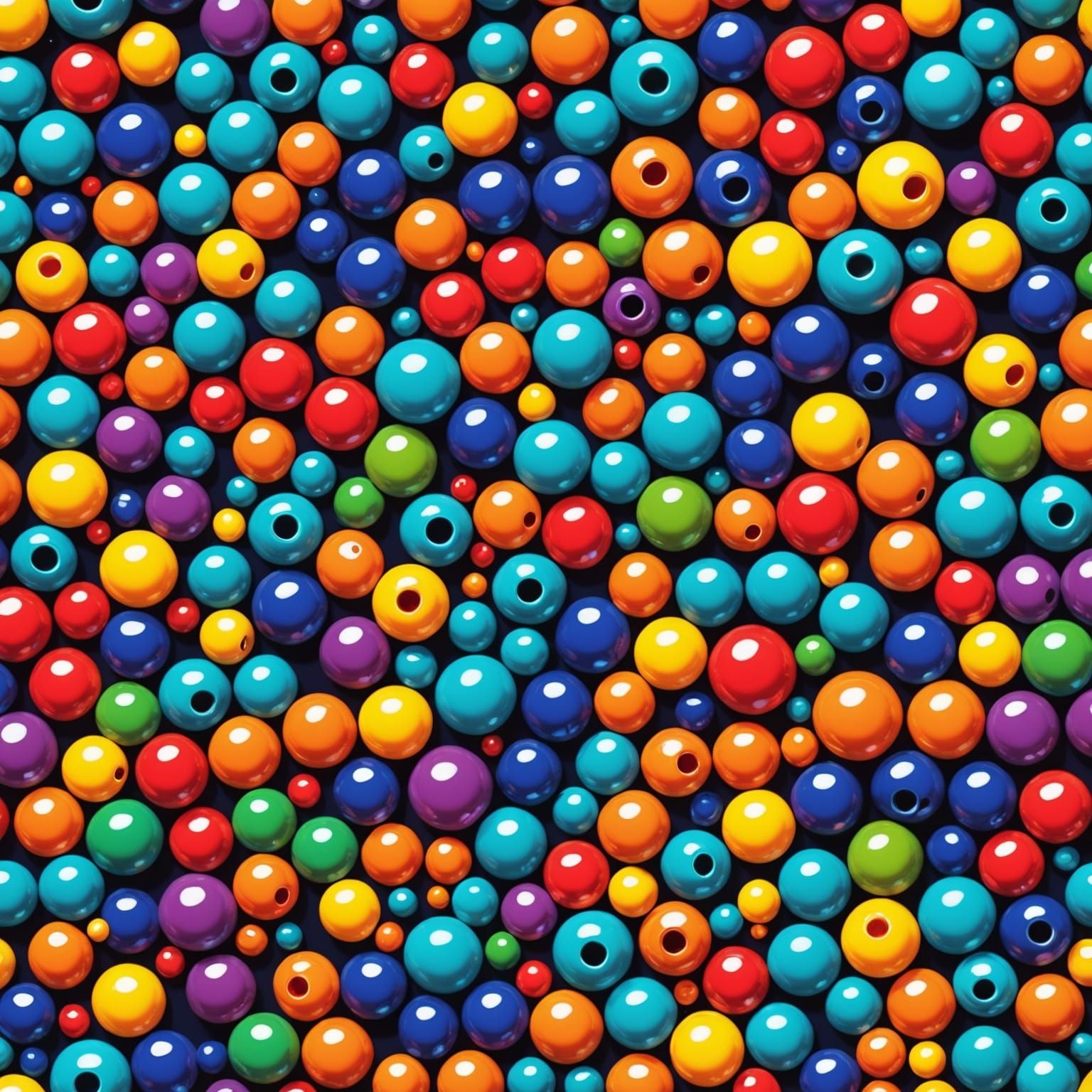 Vibrant Bead Explosion in Decorative Digital Art Style
