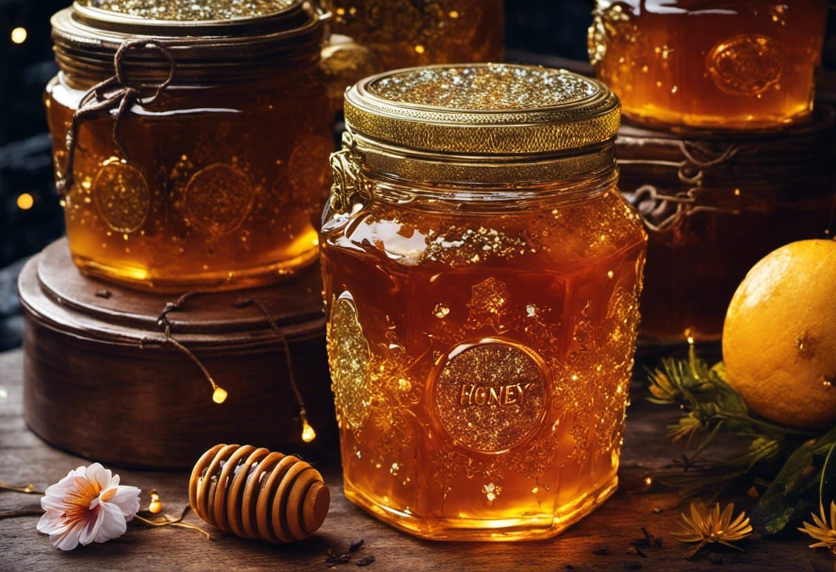Glittering Honey Jar in Fantasy Art Style