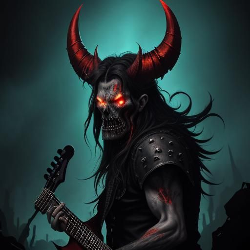 anthropomorphic headbanging metalhead demon