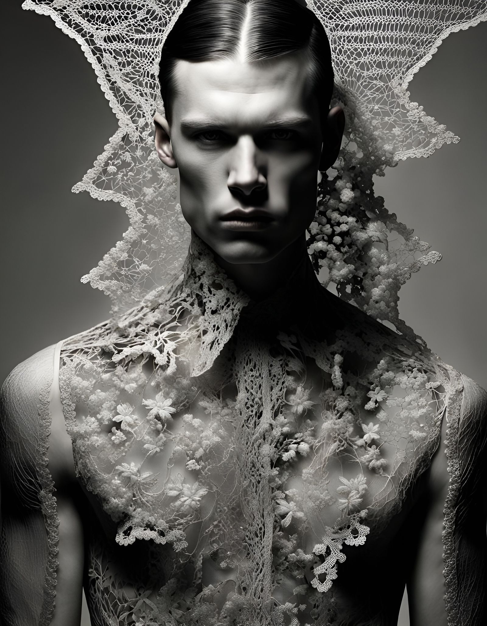 Metallic Black Lace Portrait with 3D Textures