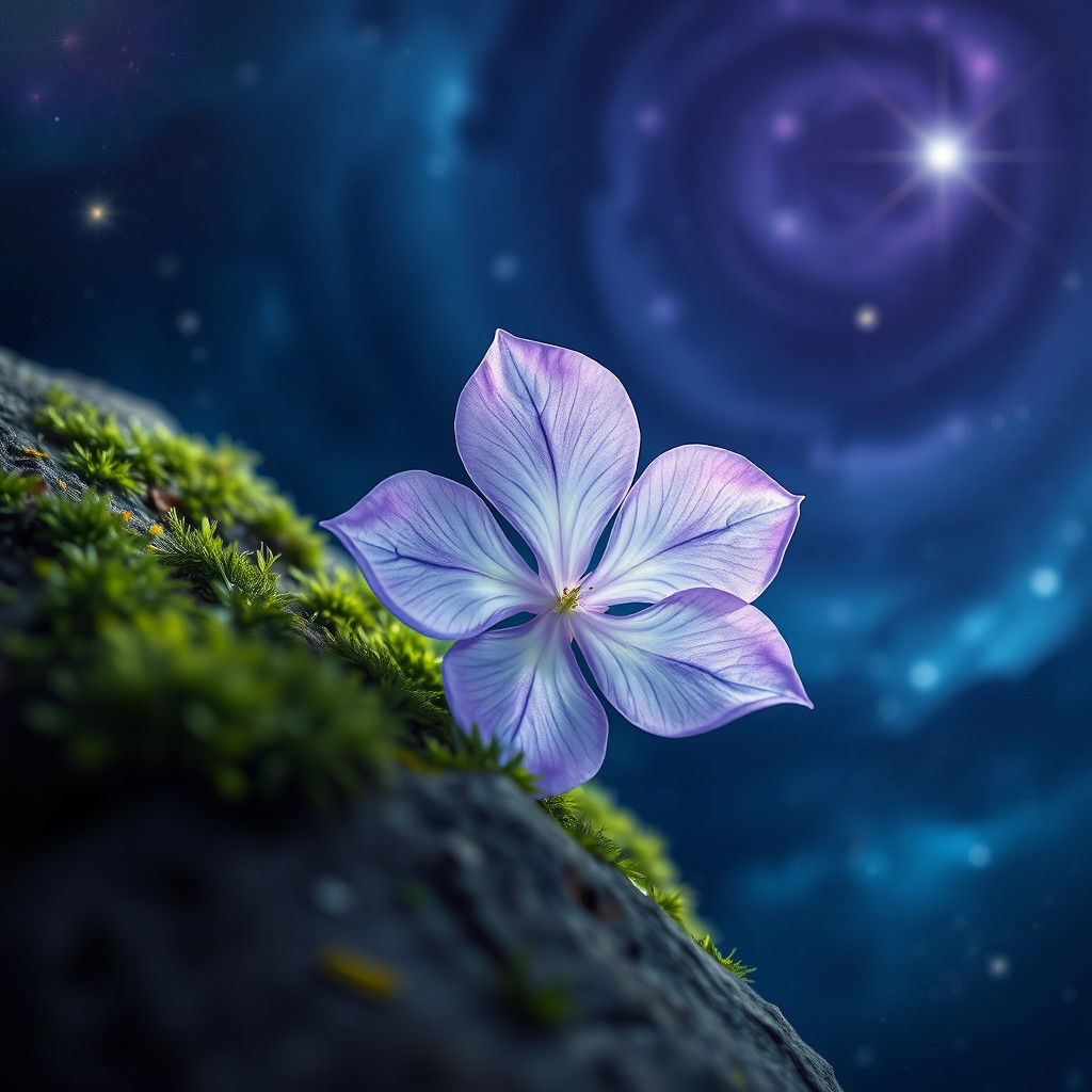 Cosmic Violet Flower Holographic Illustration