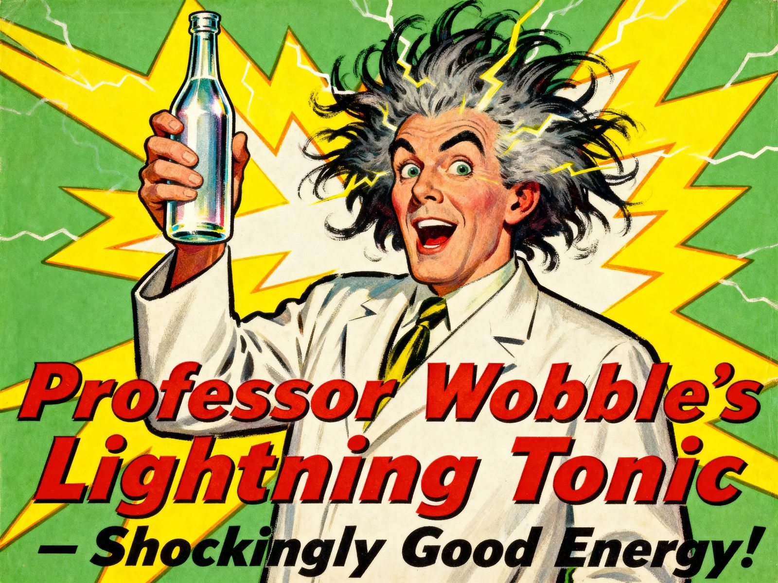 Retro Ad for Lightning Tonic in Comic Book Style