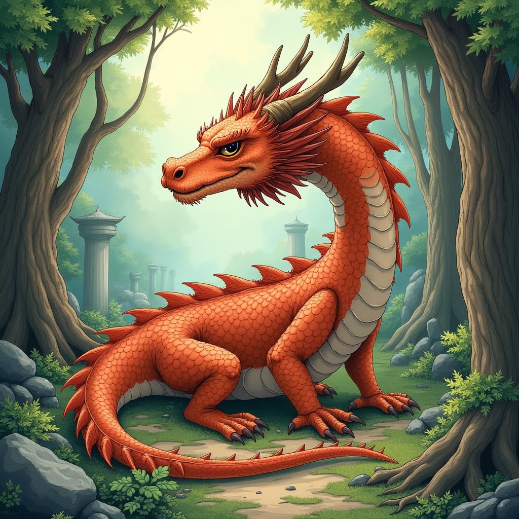 Majestic Earth Dragon in Anime Style
